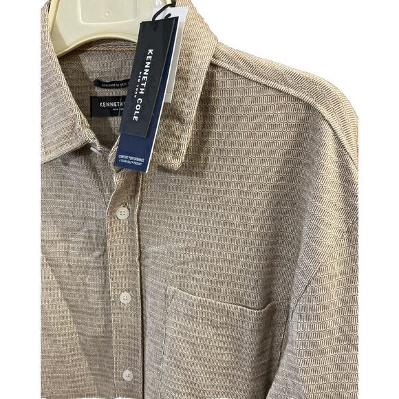 Kenneth Cole Men’s Performance Button Up Shirt M New Gold Super Soft Techni-cole - Picture 1 of 6